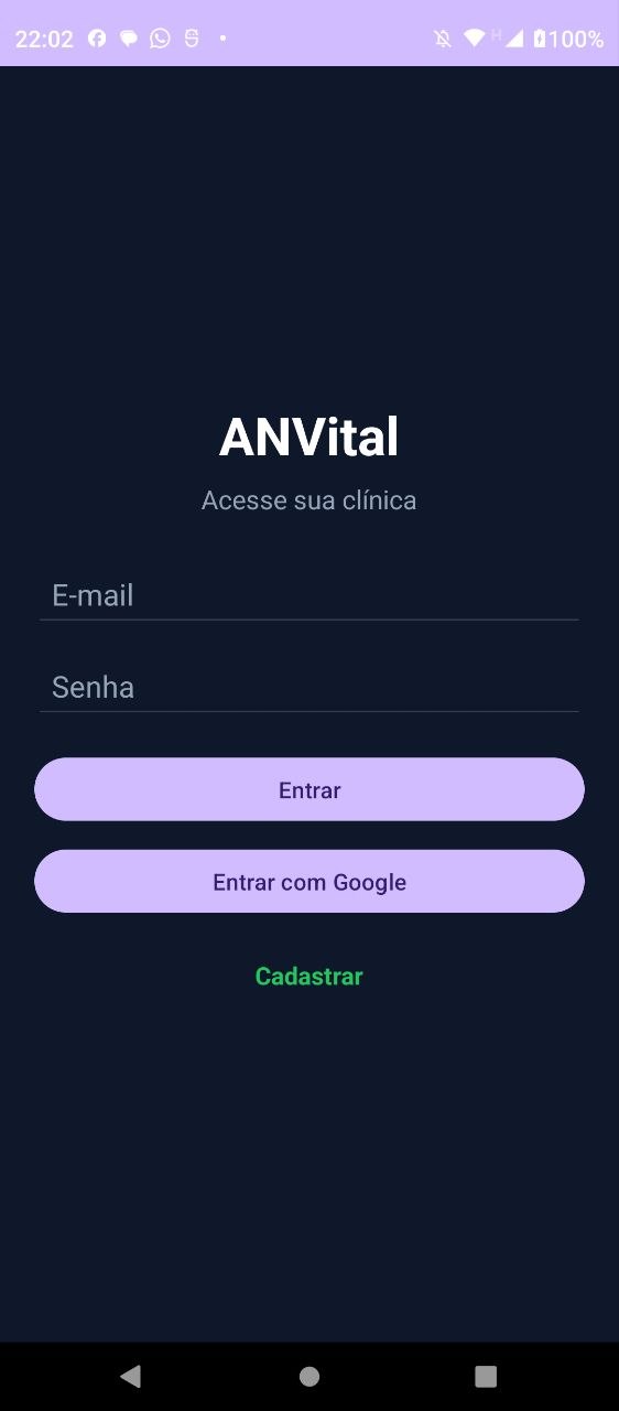 Acesso do ANVital no smartphone